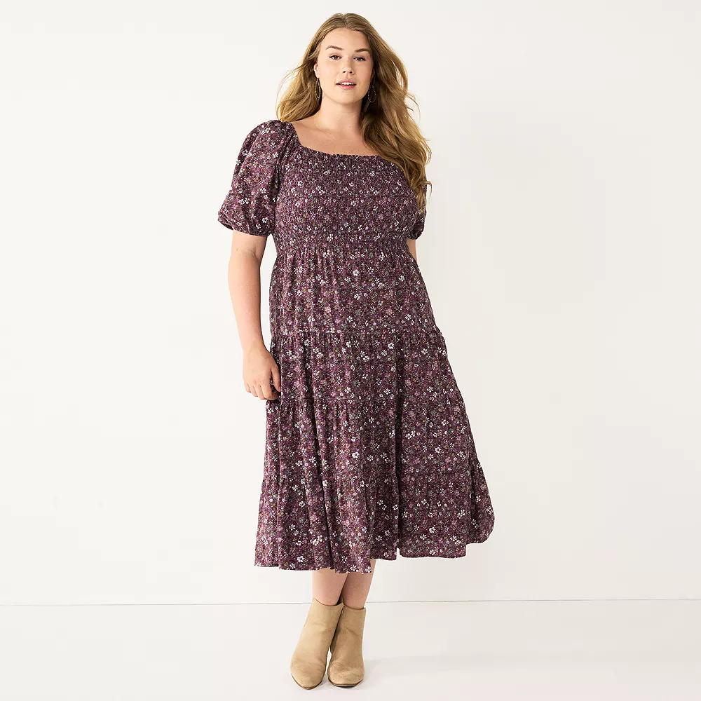Plus Size Sonoma Goods For Life® Smocked Tiered Midi Dress 3 Plus Size Sonoma Goods For Life® Smocked Tiered Midi Dress