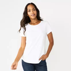Women's Sonoma Goods For Life® Short Sleeve Curved Hem Crewneck Tee -Sonoma Clothing Store 5815853 White