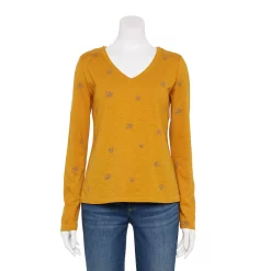Women's Sonoma Goods For Life® Everyday Adaptive & Easy Dressing V-Neck Long Sleeve Top 29 Women's Sonoma Goods For Life® Everyday Adaptive & Easy Dressing V-Neck Long Sleeve Top -Sonoma Clothing Store 5816145 Gold Floral