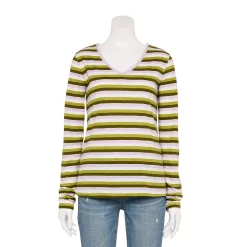 Women's Sonoma Goods For Life® Everyday Adaptive & Easy Dressing V-Neck Long Sleeve Top 24 Women's Sonoma Goods For Life® Everyday Adaptive & Easy Dressing V-Neck Long Sleeve Top -Sonoma Clothing Store 5816145 Green Purple Stripe