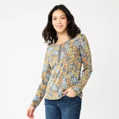 Women's Sonoma Goods For Life® Essential Henley Top 18 Women's Sonoma Goods For Life® Essential Henley Top -Sonoma Clothing Store 5816147 Gray Floral