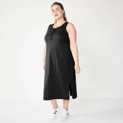 Plus Size Sonoma Goods For LifeĀ® Henley Knit Midi Dress