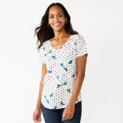 Women's Sonoma Goods For Life® Essential V-Neck Tee -Sonoma Clothing Store 5824995 Patchwork Print