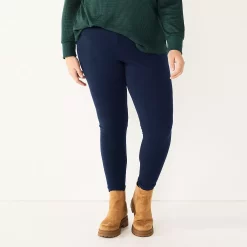 Plus Size Sonoma Goods For Life® Essential Mid-Rise Leggings -Sonoma Clothing Store 5840241 Navy