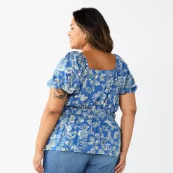 Plus Size Sonoma Goods For Life® Short Sleeve Squareneck Top 13 Plus Size Sonoma Goods For Life® Short Sleeve Squareneck Top -Sonoma Clothing Store 5850563 ALT