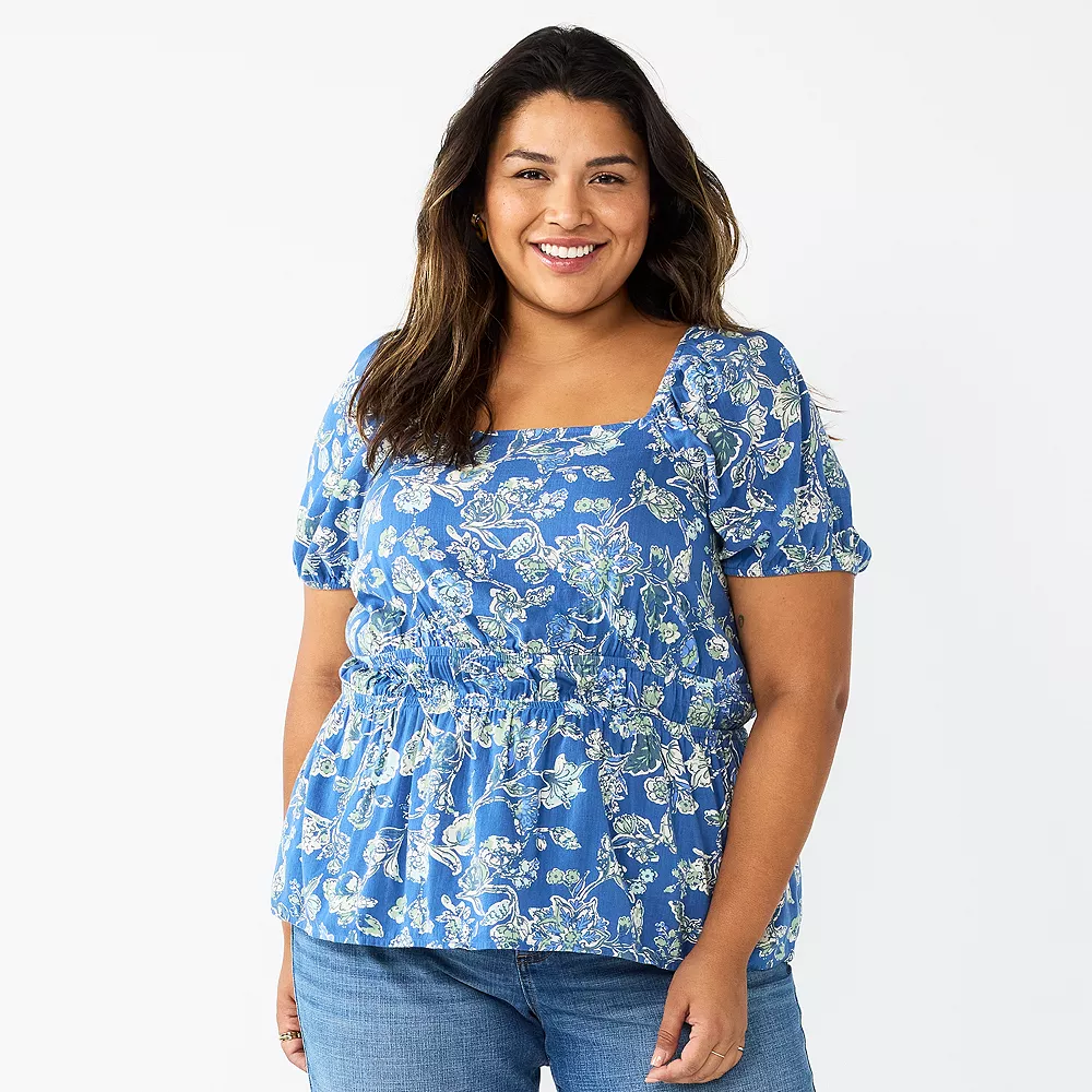 Plus Size Sonoma Goods For Life® Short Sleeve Squareneck Top 4 Plus Size Sonoma Goods For Life® Short Sleeve Squareneck Top - Image 2