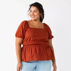 Plus Size Sonoma Goods For LifeĀ® Short Sleeve Squareneck Top