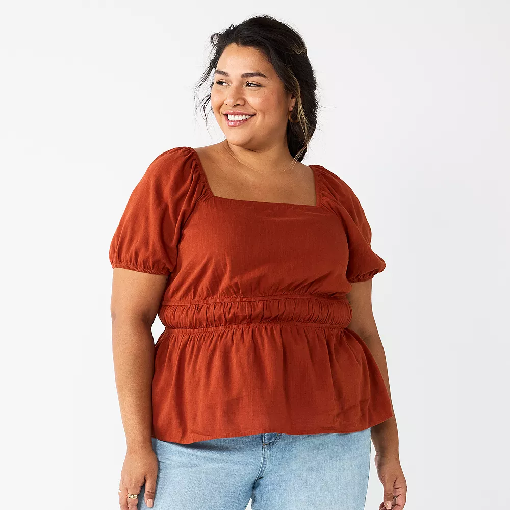 Plus Size Sonoma Goods For Life® Short Sleeve Squareneck Top 3 Plus Size Sonoma Goods For Life® Short Sleeve Squareneck Top