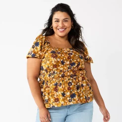 Plus Size Sonoma Goods For Life® Short Sleeve Squareneck Top 11 Plus Size Sonoma Goods For Life® Short Sleeve Squareneck Top -Sonoma Clothing Store 5850563 Ginger Floral