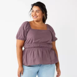 Plus Size Sonoma Goods For Life® Short Sleeve Squareneck Top 10 Plus Size Sonoma Goods For Life® Short Sleeve Squareneck Top -Sonoma Clothing Store 5850563 Purple