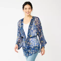 Women's Sonoma Goods For LifeĀ® Folk Bloom Short Belted Kimono