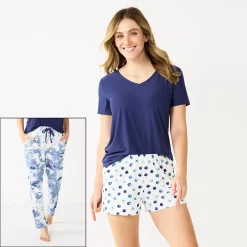 Women's Sonoma Goods For Life® 3-piece Pajama Top, Pajama Shorts & Pajama Pants Sleep Set 15 Women's Sonoma Goods For Life® 3-piece Pajama Top, Pajama Shorts & Pajama Pants Sleep Set -Sonoma Clothing Store 5879060 Blue Cloudy Dye