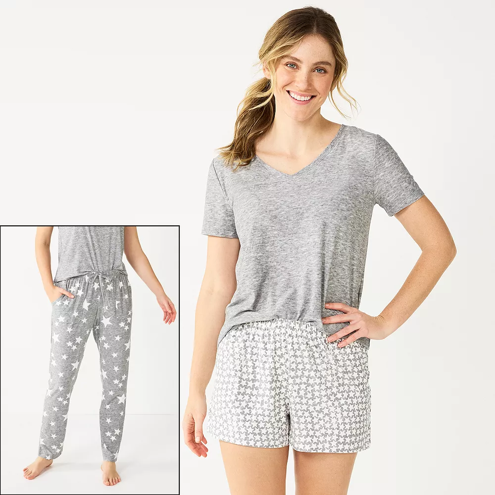 Women's Sonoma Goods For Life® 3-piece Pajama Top, Pajama Shorts & Pajama Pants Sleep Set 7 Women's Sonoma Goods For Life® 3-piece Pajama Top, Pajama Shorts & Pajama Pants Sleep Set - Image 5