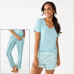 Women's Sonoma Goods For Life® 3-piece Pajama Top, Pajama Shorts & Pajama Pants Sleep Set 19 Women's Sonoma Goods For Life® 3-piece Pajama Top, Pajama Shorts & Pajama Pants Sleep Set -Sonoma Clothing Store 5879060 Turquoise Dye Stripe