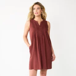 Women's Sonoma Goods For Life® Sleeveless Pintuck Tank Dress -Sonoma Clothing Store 5903884 Maroon