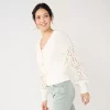 Women's Sonoma Goods For Life® Button-Front Cardigan -Sonoma Clothing Store 5904013 Ivory Crochet Sleeve