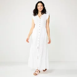 Women's Sonoma Goods For Life® Ruffle Sleeve Smocked Maxi Dress -Sonoma Clothing Store 5921689 White