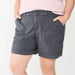 Plus Size Sonoma Goods For Life® Comfort Waist Utility Bermuda Shorts -Sonoma Clothing Store 5927089 Dark Gray