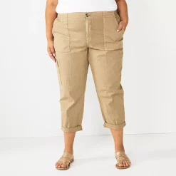 Plus Size Sonoma Goods For Life® Cargo Utility Capri Pants -Sonoma Clothing Store 5927176 Khaki