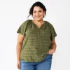 Plus Size Sonoma Goods For Life® Flutter Sleeve Y-Neck Top 1 Plus Size Sonoma Goods For Life® Flutter Sleeve Y-Neck Top -Sonoma Clothing Store 5929300 Olive