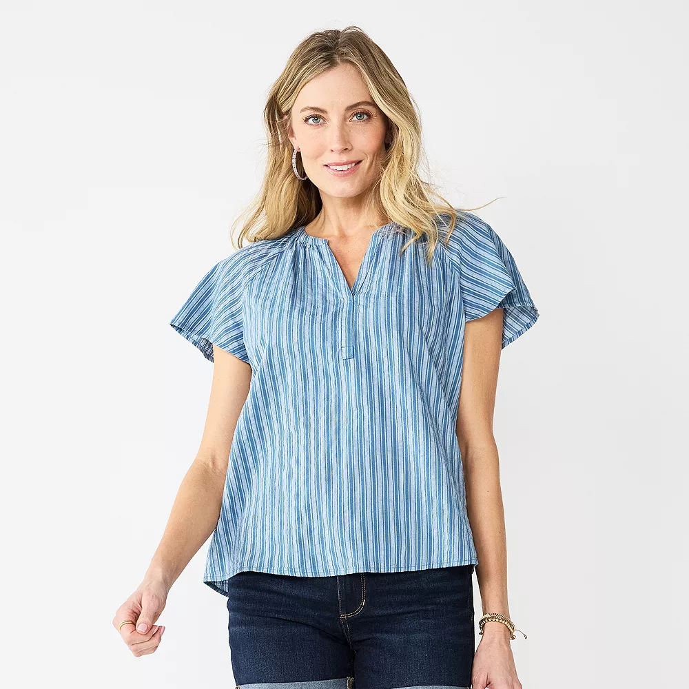 Women's Sonoma Goods For Life® Flutter Sleeve Y Neck Top 8 Women's Sonoma Goods For Life® Flutter Sleeve Y Neck Top - Image 6