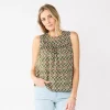 Women's Sonoma Goods For Life® Yoke Front Top -Sonoma Clothing Store 5945393 Olive Ikat