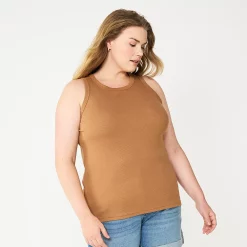 Plus Size Sonoma Goods For Life® High Neck Layering Tank 12 Plus Size Sonoma Goods For Life® High Neck Layering Tank -Sonoma Clothing Store 5955408 Brown