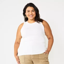 Plus Size Sonoma Goods For Life® High Neck Layering Tank 15 Plus Size Sonoma Goods For Life® High Neck Layering Tank -Sonoma Clothing Store 5955408 White