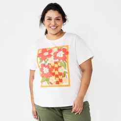 Plus Size Sonoma Goods For Life® Relaxed Graphic Tee -Sonoma Clothing Store 5988101 Red Floral