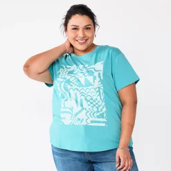Plus Size Sonoma Goods For Life® Relaxed Graphic Tee -Sonoma Clothing Store 5988101 Turqouise Geo