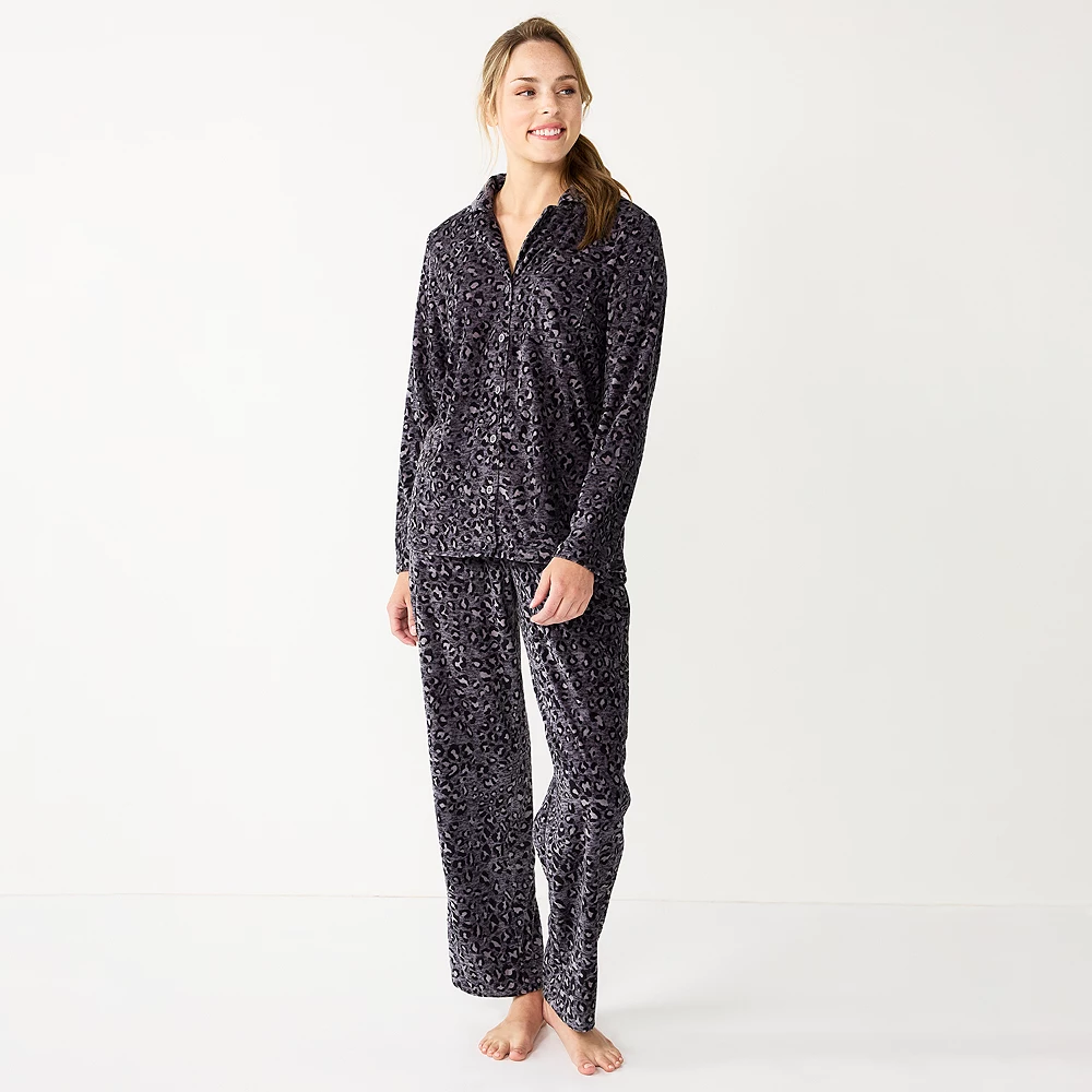 Women's Sonoma Goods For Life® Velour Pajama Shirt & Pajama Pants Sleep Set 3 Women's Sonoma Goods For Life® Velour Pajama Shirt & Pajama Pants Sleep Set