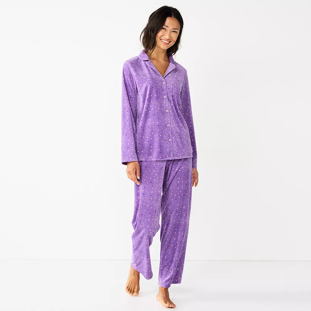 Women's Sonoma Goods For Life® Velour Pajama Shirt & Pajama Pants Sleep Set 5 Women's Sonoma Goods For Life® Velour Pajama Shirt & Pajama Pants Sleep Set - Image 3