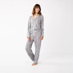 Women's Sonoma Goods For Life® Knit Pajama Shirt & Pajama Pants Sleep Set -Sonoma Clothing Store 6076381 ALT2