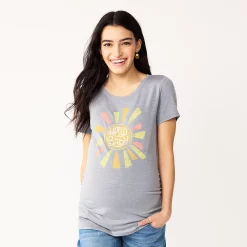 Maternity Sonoma Goods For Life® Fitted Crewneck Graphic Tee -Sonoma Clothing Store 6120299 Grey Hello Baby
