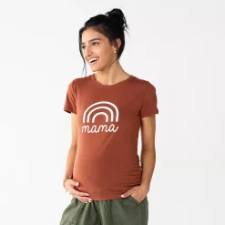 Maternity Sonoma Goods For Life® Fitted Crewneck Graphic Tee -Sonoma Clothing Store 6120299 Mama Rainbow Brown